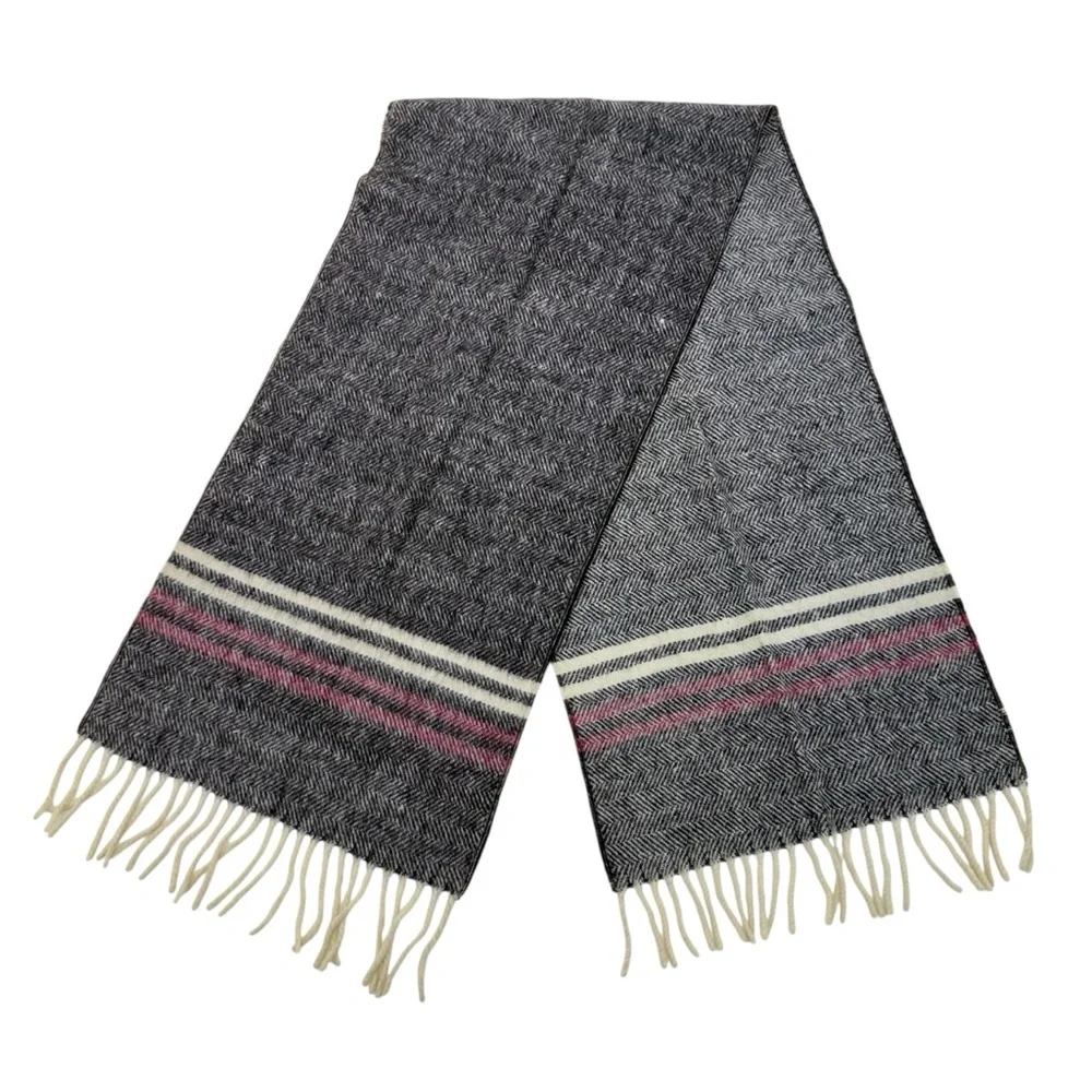 Vintage Christian Dior Herringbone Wool Scarf OS Brown/Ivory